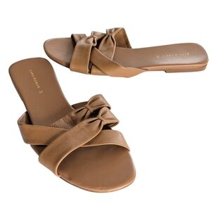 Zara Woman Faux Leather Slide Flats Size 38